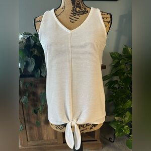 LOFT V-Neck Lightweight Ribbed Tank Top with Front Tie. Size XS.